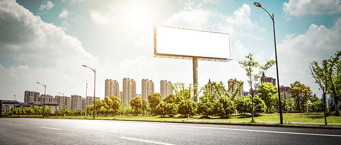 billboard blank for outdoor advertising poster or blank billboard at night time for advertisement. street light